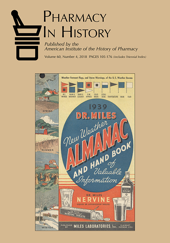 Cover of Pharmacy in History vol. 60, no. 4 (2018)